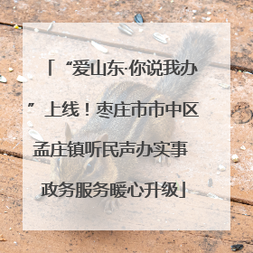 “爱山东·你说我办”上线！枣庄市市中区孟庄镇听民声办实事 政务服务暖心升级