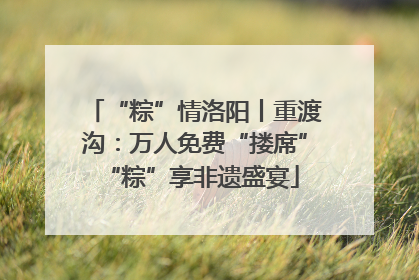 “粽”情洛阳丨重渡沟：万人免费“搂席” “粽”享非遗盛宴