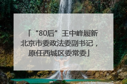“80后”王中峰履新北京市委政法委副书记，原任西城区委常委