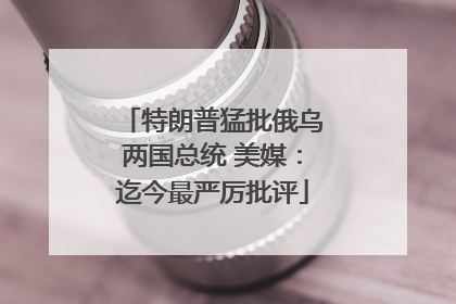 特朗普猛批俄乌两国总统 美媒：迄今最严厉批评