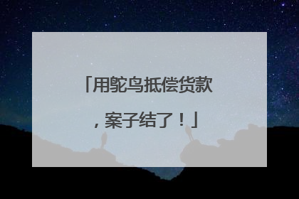 用鸵鸟抵偿货款，案子结了！