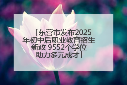 东营市发布2025年初中后职业教育招生新政 9552个学位助力多元成才