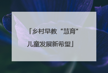 乡村早教“慧育”儿童发展新希望