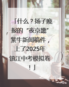 什么？扬子晚报的“夜京畿”紫牛新闻稿件，上了2025年镇江中考模拟卷！