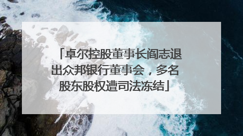 卓尔控股董事长阎志退出众邦银行董事会，多名股东股权遭司法冻结