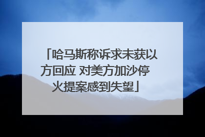 哈马斯称诉求未获以方回应 对美方加沙停火提案感到失望