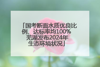 国考断面水质优良比例、达标率均100% 芜湖发布2024年生态环境状况