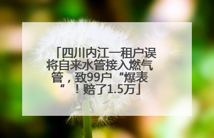 四川内江一租户误将自来水管接入燃气管，致99户“爆表”！赔了1.5万