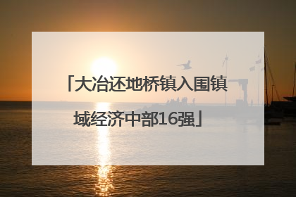 大冶还地桥镇入围镇域经济中部16强