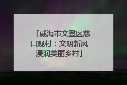 威海市文登区慈口观村：文明新风浸润美丽乡村