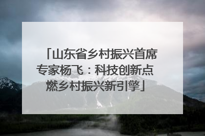 山东省乡村振兴首席专家杨飞：科技创新点燃乡村振兴新引擎