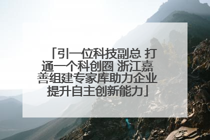 引一位科技副总 打通一个科创圈 浙江嘉善组建专家库助力企业提升自主创新能力