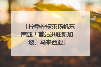 柠季柠檬茶扬帆东南亚！首站进驻新加坡、马来西亚