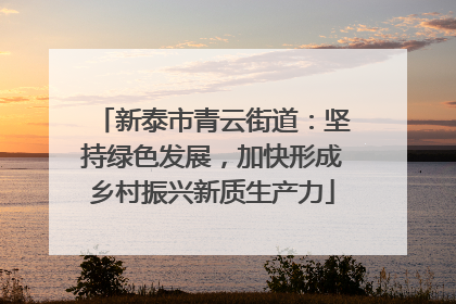 新泰市青云街道：坚持绿色发展，加快形成乡村振兴新质生产力