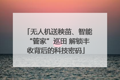 无人机送秧苗、智能“管家”巡田 解锁丰收背后的科技密码