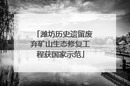 潍坊历史遗留废弃矿山生态修复工程获国家示范