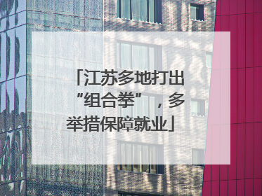 江苏多地打出“组合拳”，多举措保障就业