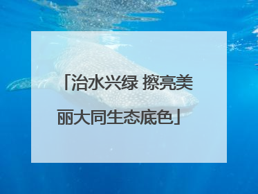 治水兴绿 擦亮美丽大同生态底色