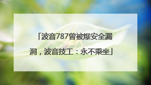 波音787曾被爆安全漏洞，波音技工：永不乘坐