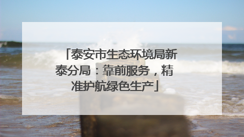 泰安市生态环境局新泰分局：靠前服务，精准护航绿色生产