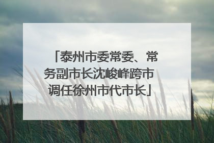 泰州市委常委、常务副市长沈峻峰跨市调任徐州市代市长