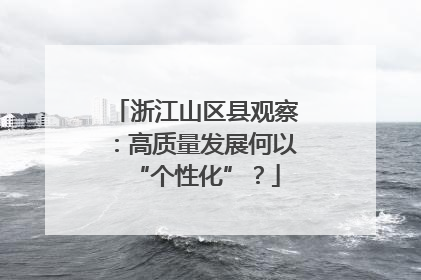 浙江山区县观察：高质量发展何以“个性化”？