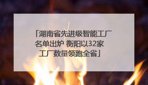湖南省先进级智能工厂名单出炉 衡阳以32家工厂数量领跑全省