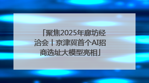 聚焦2025年廊坊经洽会丨京津冀首个AI招商选址大模型亮相