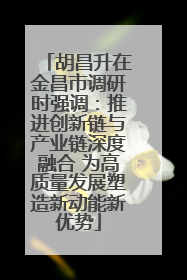 胡昌升在金昌市调研时强调：推进创新链与产业链深度融合 为高质量发展塑造新动能新优势