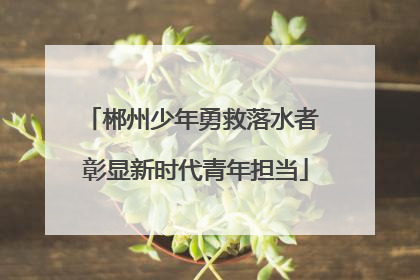 郴州少年勇救落水者 彰显新时代青年担当