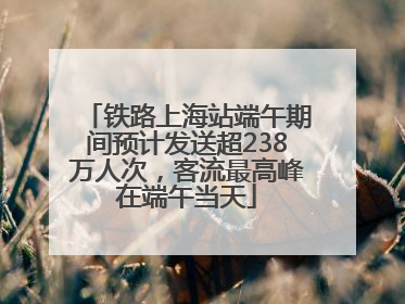 铁路上海站端午期间预计发送超238万人次，客流最高峰在端午当天