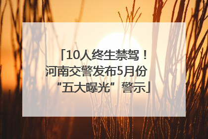 10人终生禁驾！河南交警发布5月份“五大曝光”警示
